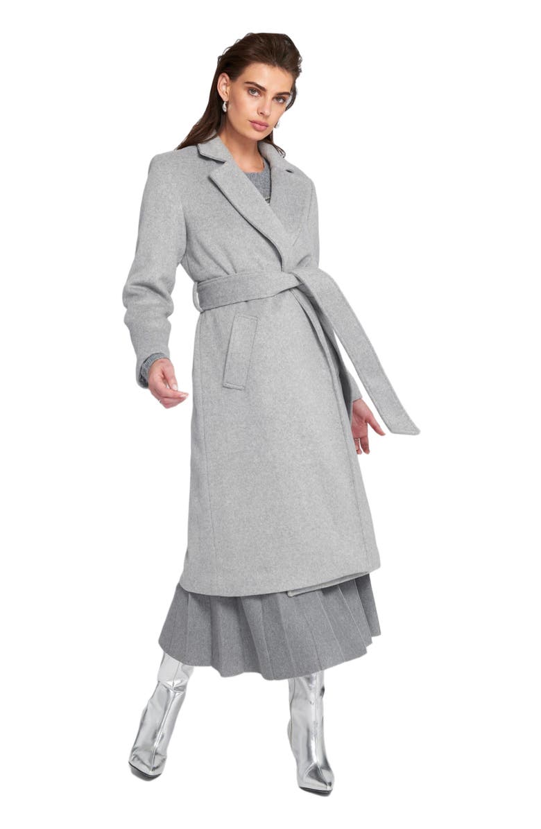 ELLE Collection Melton Wrap Coat Belted/Wrap, Alternate, color, Grey