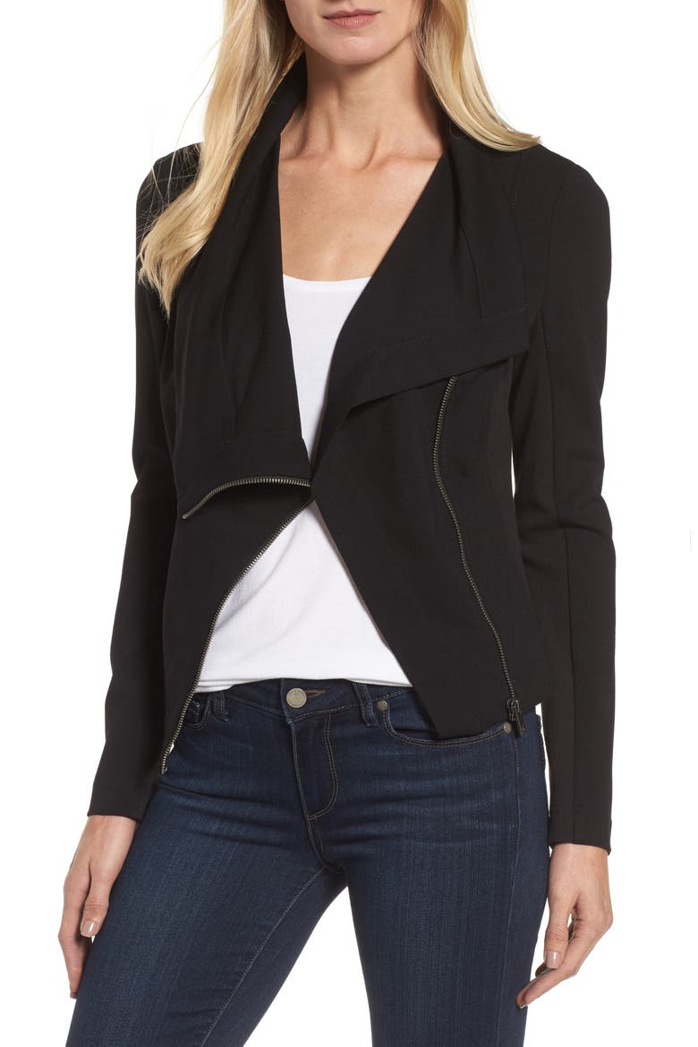 Two by Vince Camuto Ponte Moto Jacket, Main, color, RICH BLACK