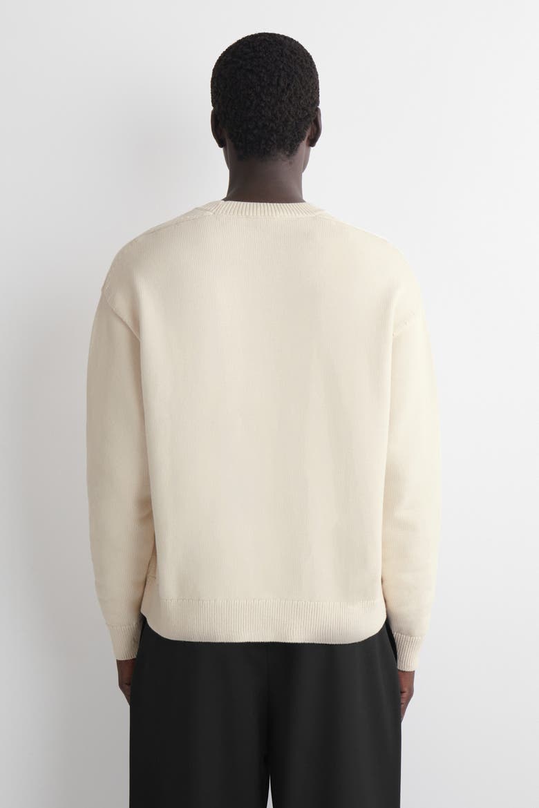 Knitted Cotton Crew-Neck Sweater, Alternate, color, CREAM