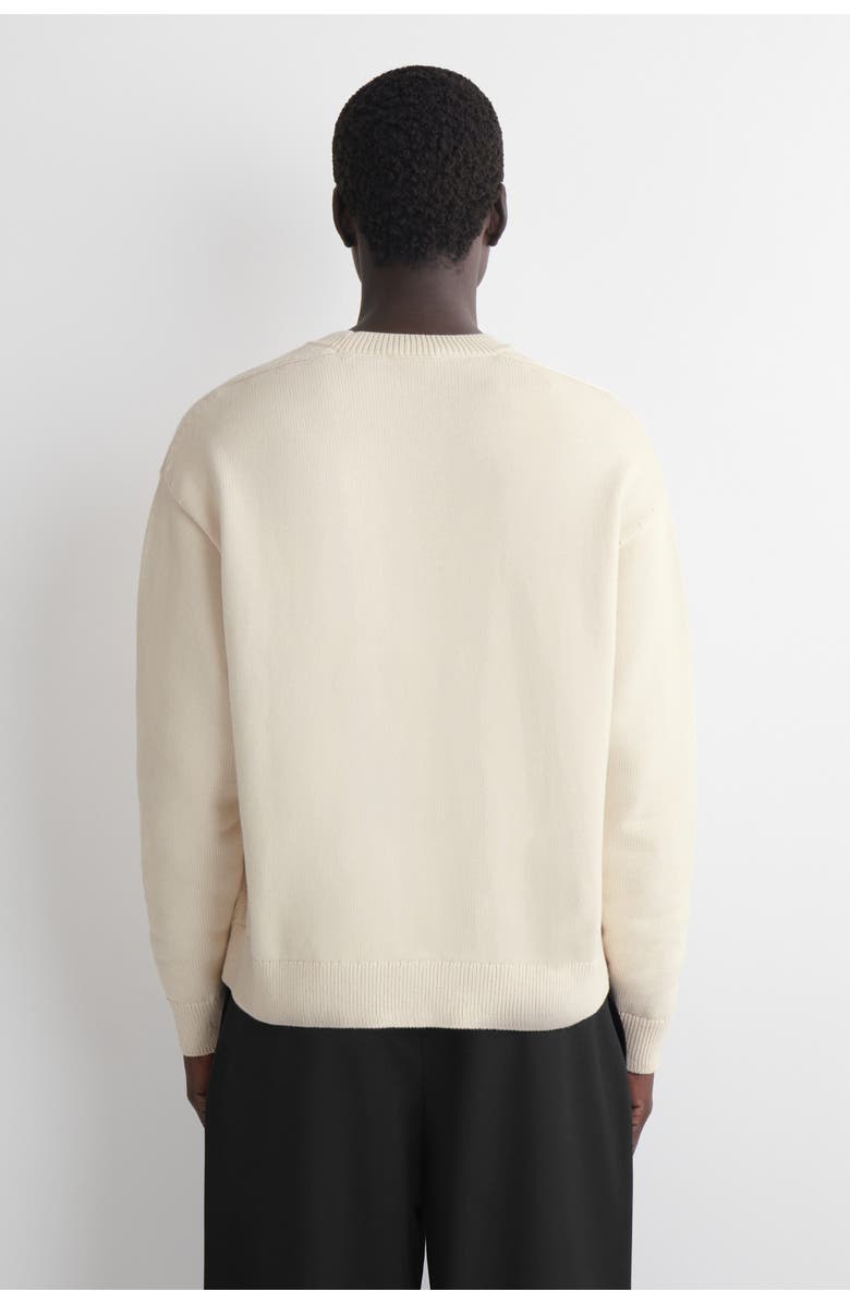 COS Knitted Cotton Crew-Neck Sweater, Alternate, color, Cream