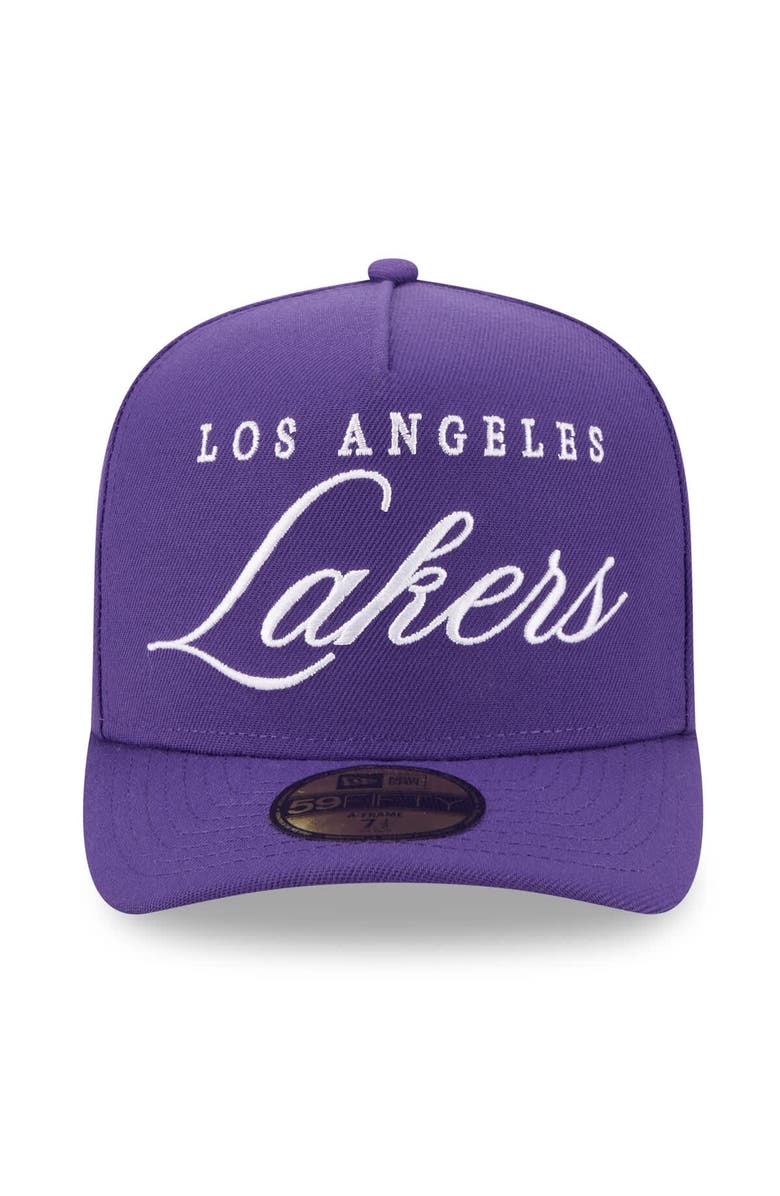 New Era Men's New Era Purple Los Angeles Lakers 2025 NBA Draft A-Frame 59FIFTY Fitted Hat, Alternate, color, Purple