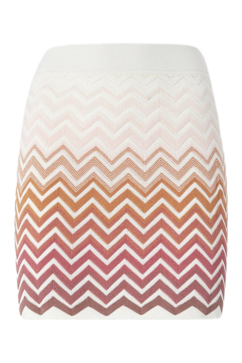 Mini Skirt In Cotton And Viscose Chevron Dégradé, Alternate, color, Pink & Rust