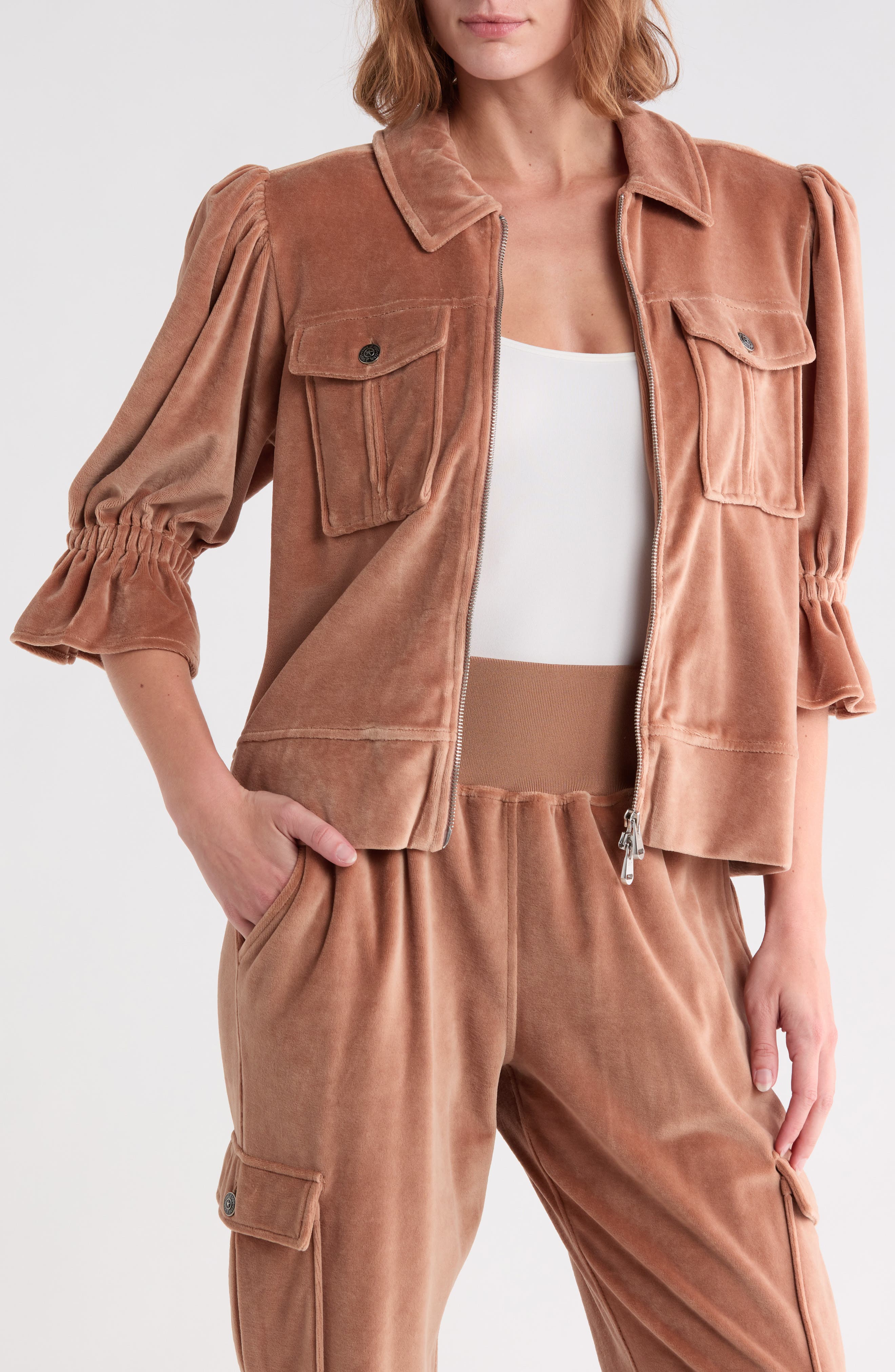 Holly Elbow Sleeve Velour Jacket