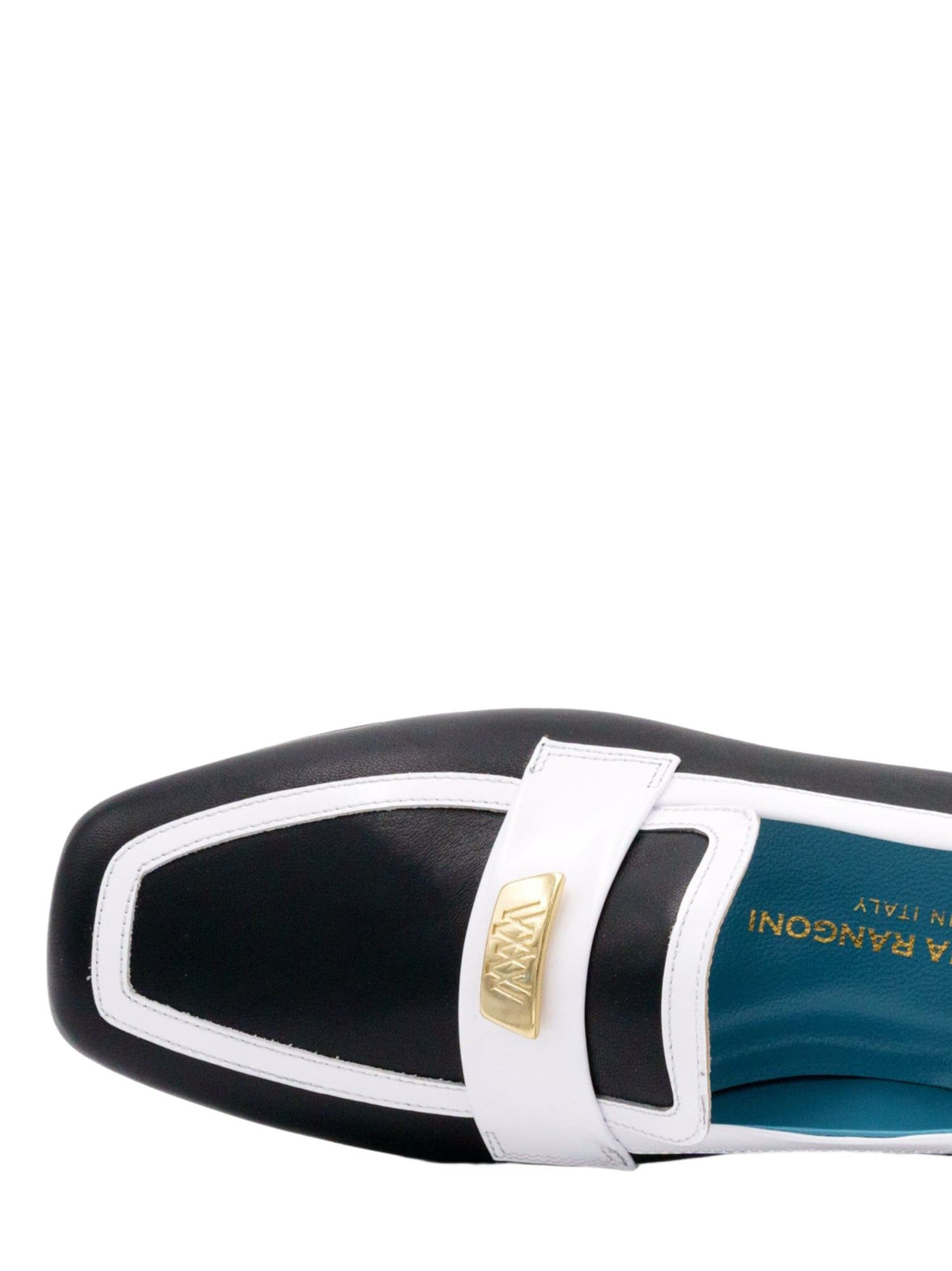 Valentina Rangoni Briseide Flat Loafer with Logo Bit, Alternate, color, Black/White
