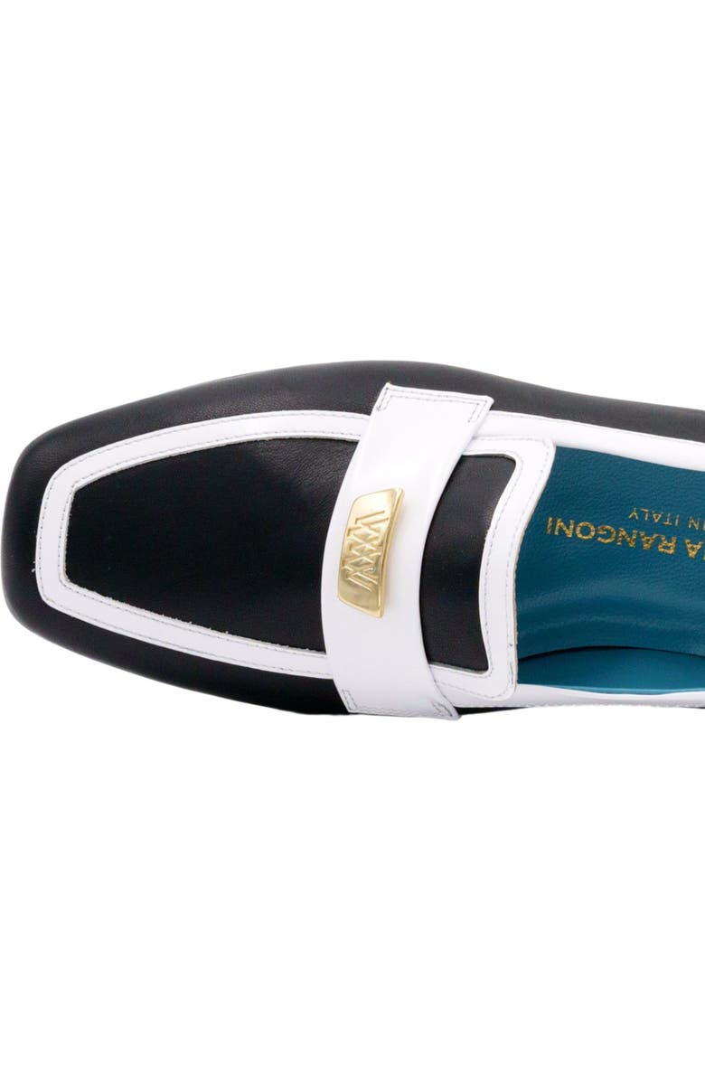 Valentina Rangoni Briseide Flat Loafer with Logo Bit, Alternate, color, Black/White