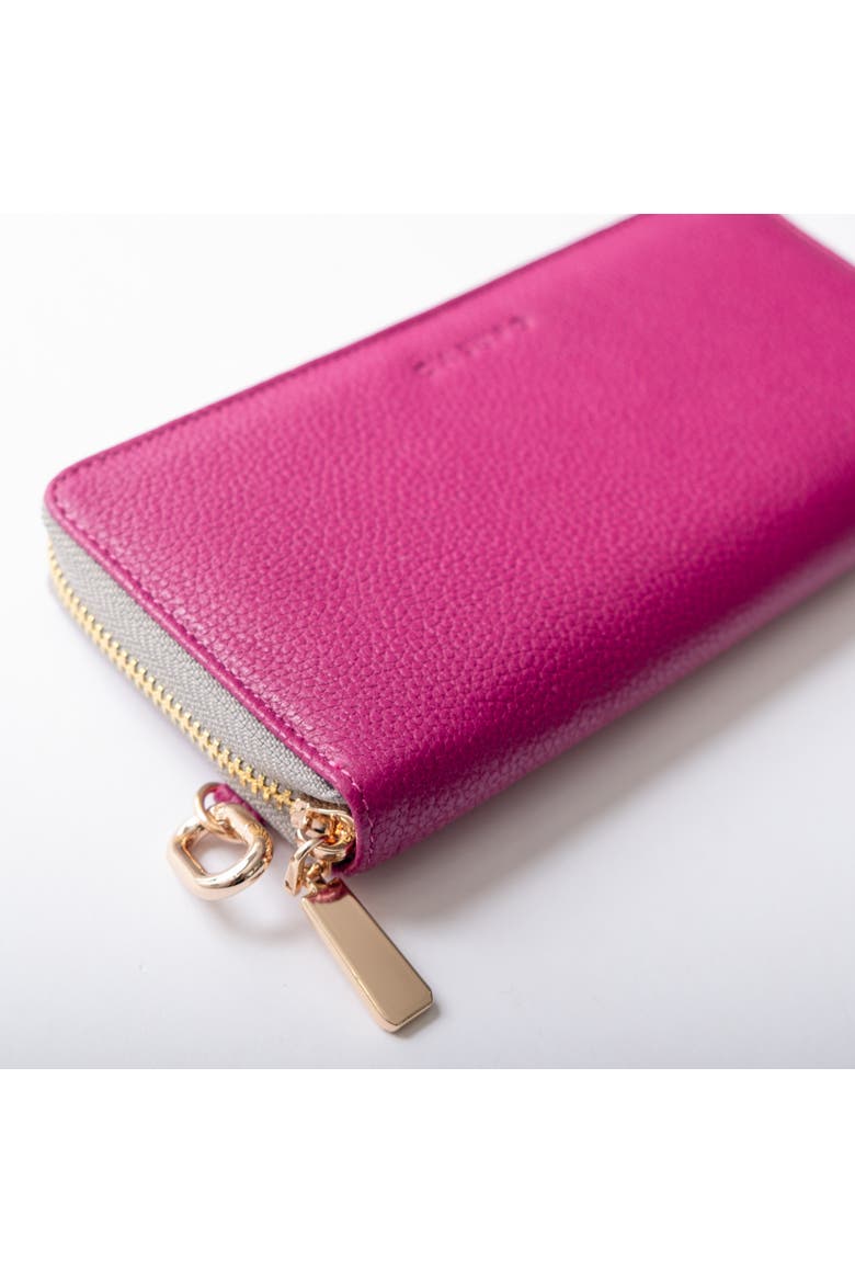 Large Zipper Wallet with Detachable Key Ring, Alternate, color, Fuchsia
