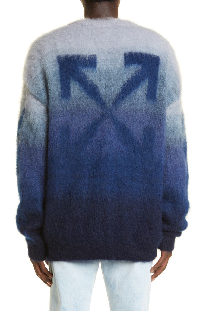 Off-White Men's Diagonal Stripe Brushed Mohair Blend Sweater, Alternate, color, 