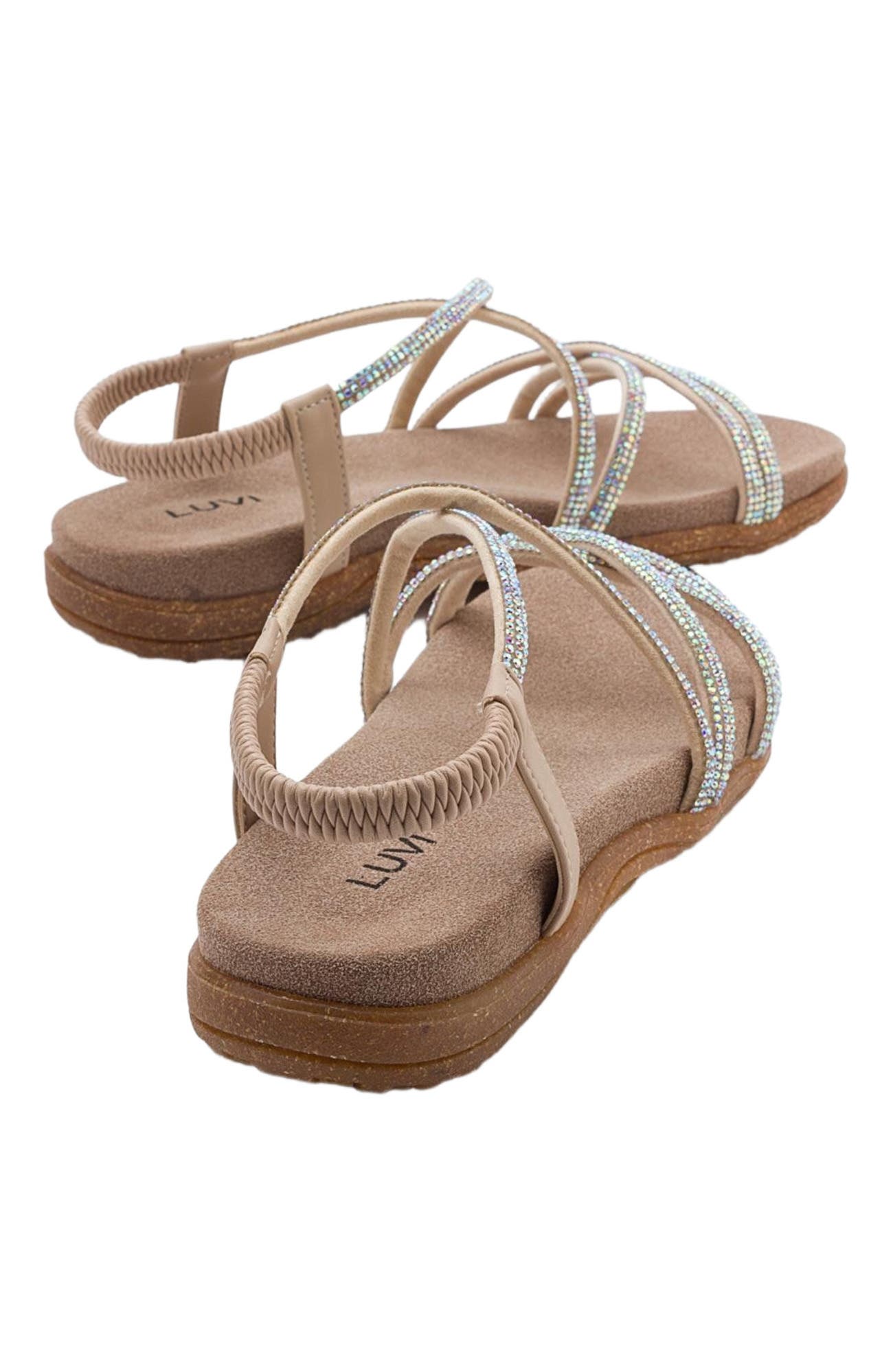 Ever Embellished Sandal, Alternate, color, Beige Faux Leather