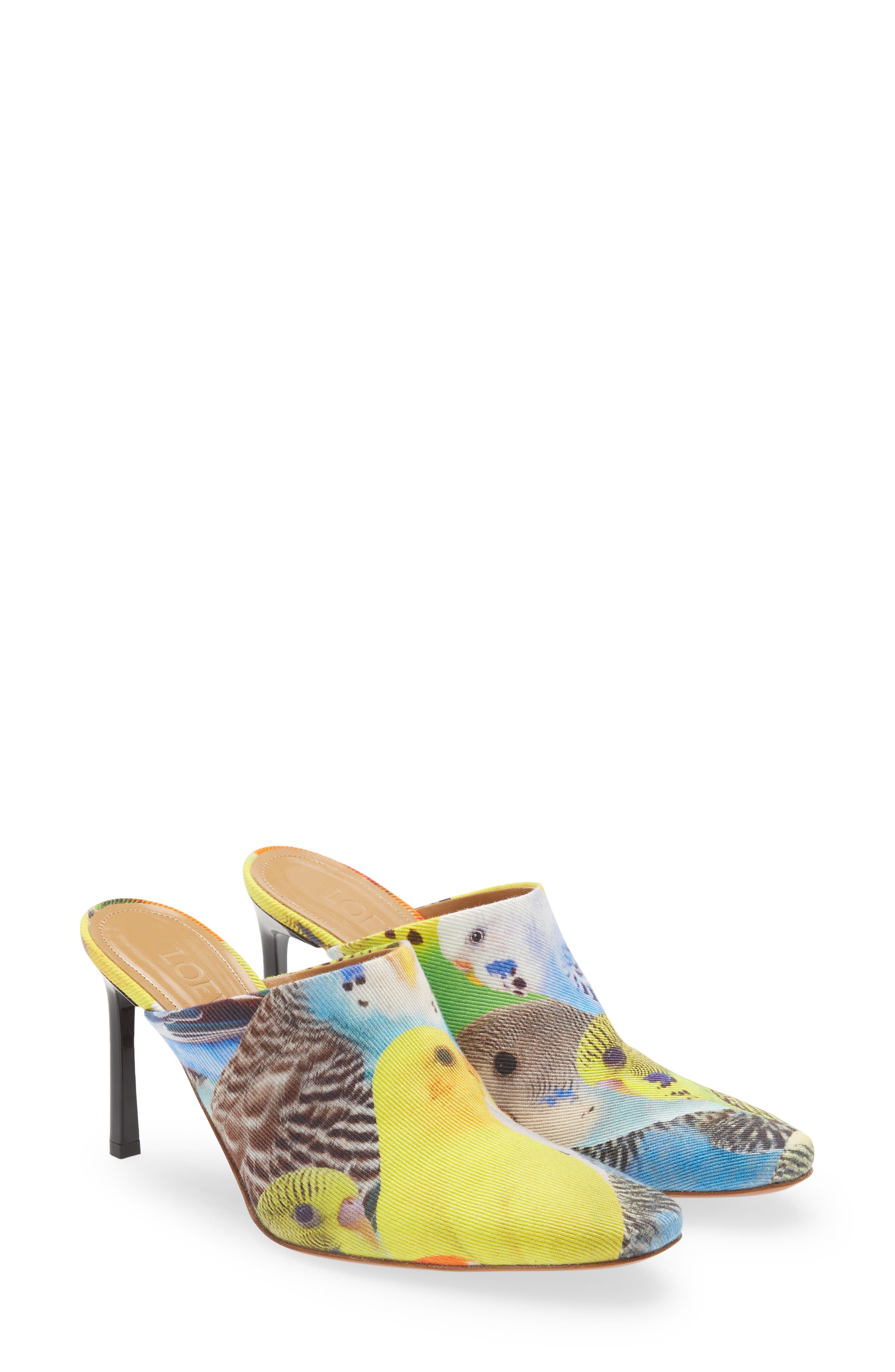 Loewe Parrot Print Twill Mule, Main, color, 