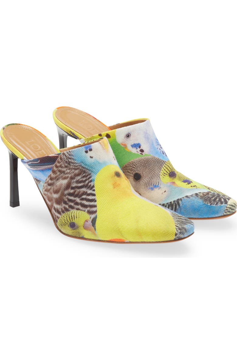 Loewe Parrot Print Twill Mule, Main, color,
