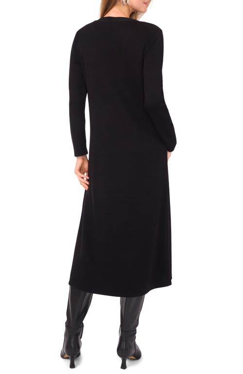 Vince Camuto Exposed Center Seam Long Sleeve Midi Sweater Dress In Black