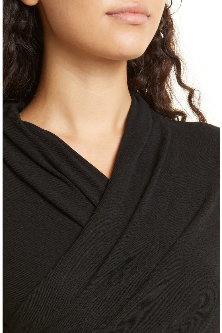 Wrap Front Long Sleeve Knit Top, Alternate, color, BLACK