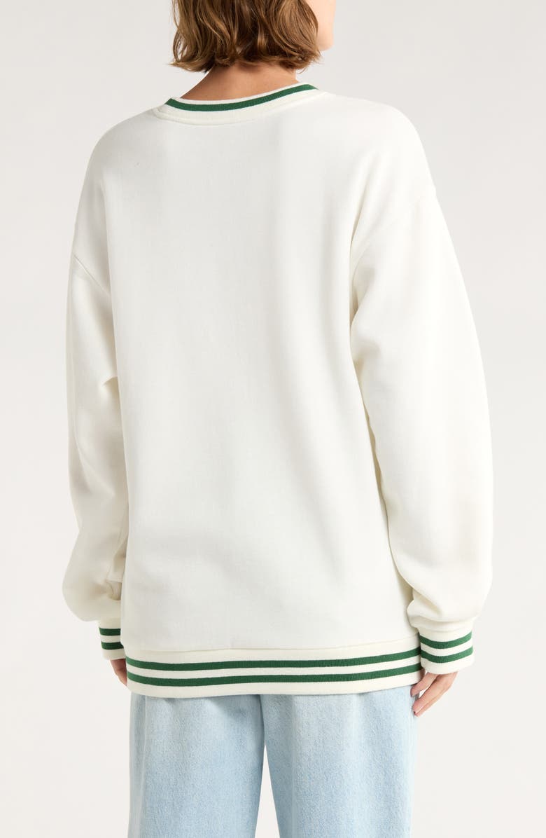 Hi Res Christmas Teddy Sweater, Alternate, color, Marshmallow/ Washed Forest