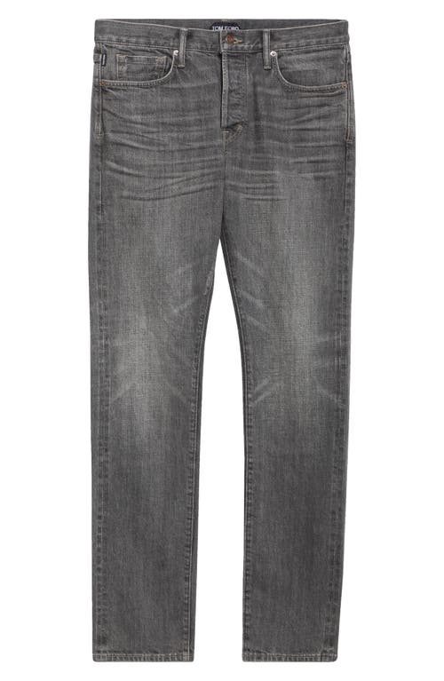 Tom Ford Slim-fit Straight-leg Selvedge Jeans In Ig670 Grey High/low
