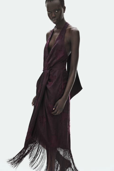 Jacquard-weave Dress With Fringe