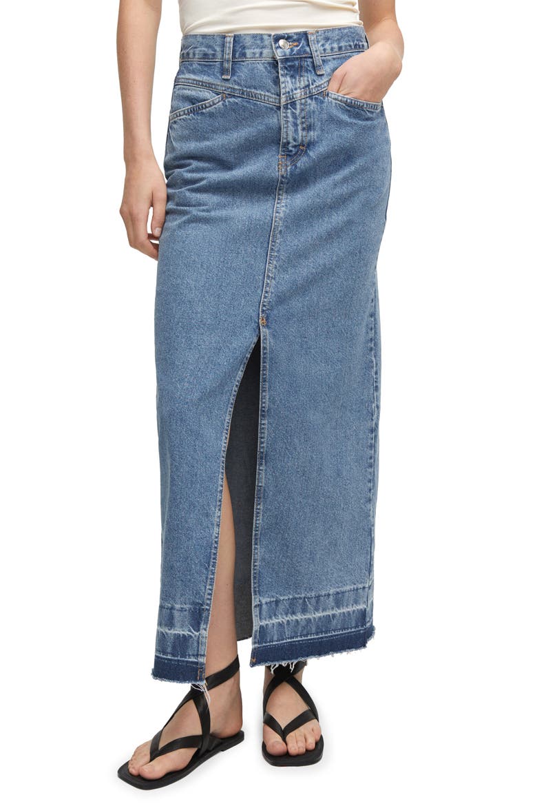 Denim Midi Skirt, Main, color, MEDIUM BLUE