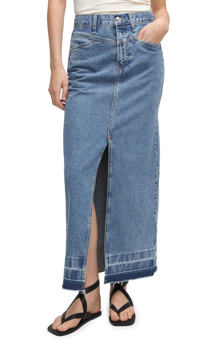 MANGO Denim Midi Skirt, Main, color, 