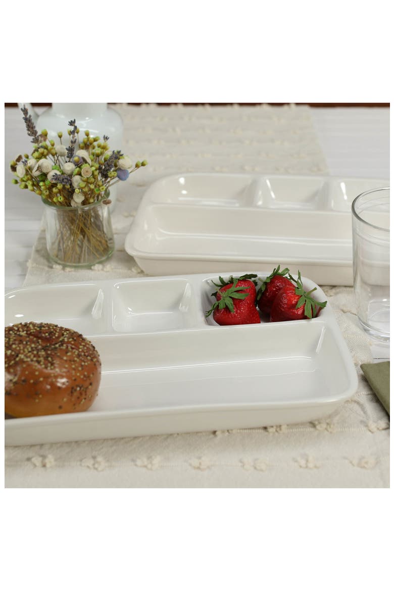 Set of 2 Dinner Trays, Alternate, color, WHITE