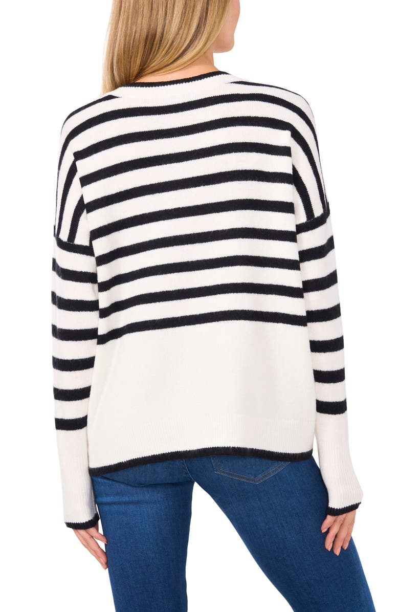 CeCe Stripe Boxy Crewneck Sweater, Alternate, color, 