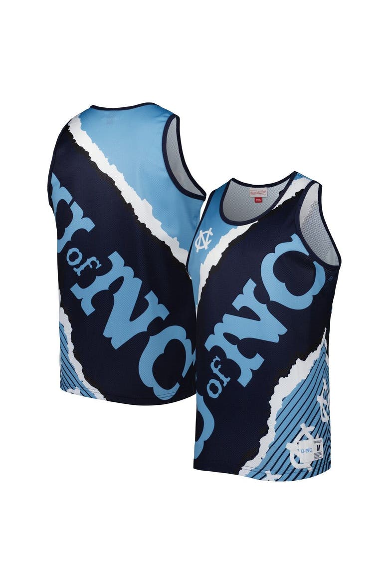 Men's Mitchell & Ness Navy/Carolina Blue North Carolina Tar Heels Jumbotron 2.0 Sublimated Tank Top, Main, color, Navy