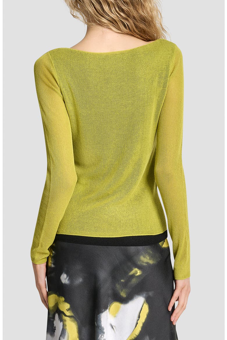Double Layer Boat Neck Sweater, Alternate, color, CITRONELLA/ BLACK