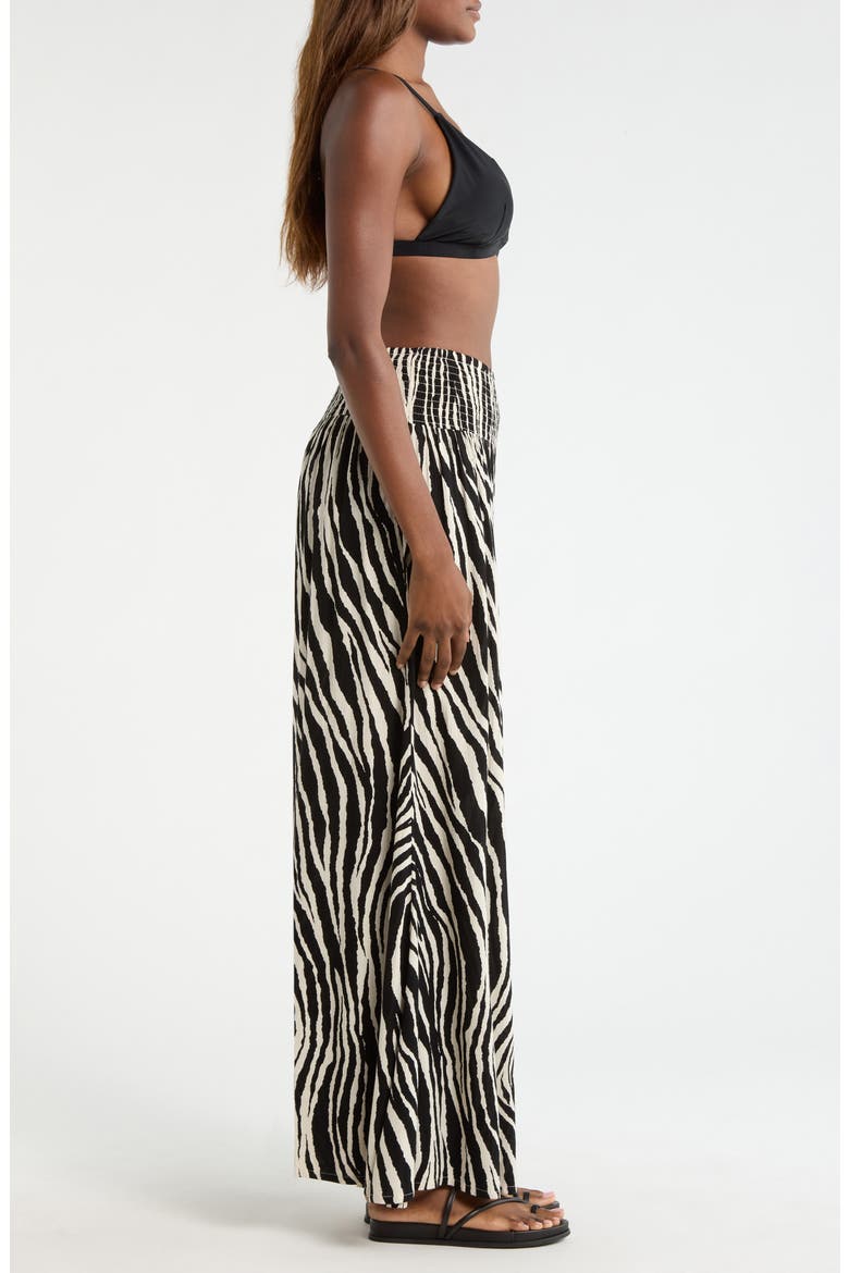 Print Cover-Up Palazzo Pants, Alternate, color, BLACK ZEBRA