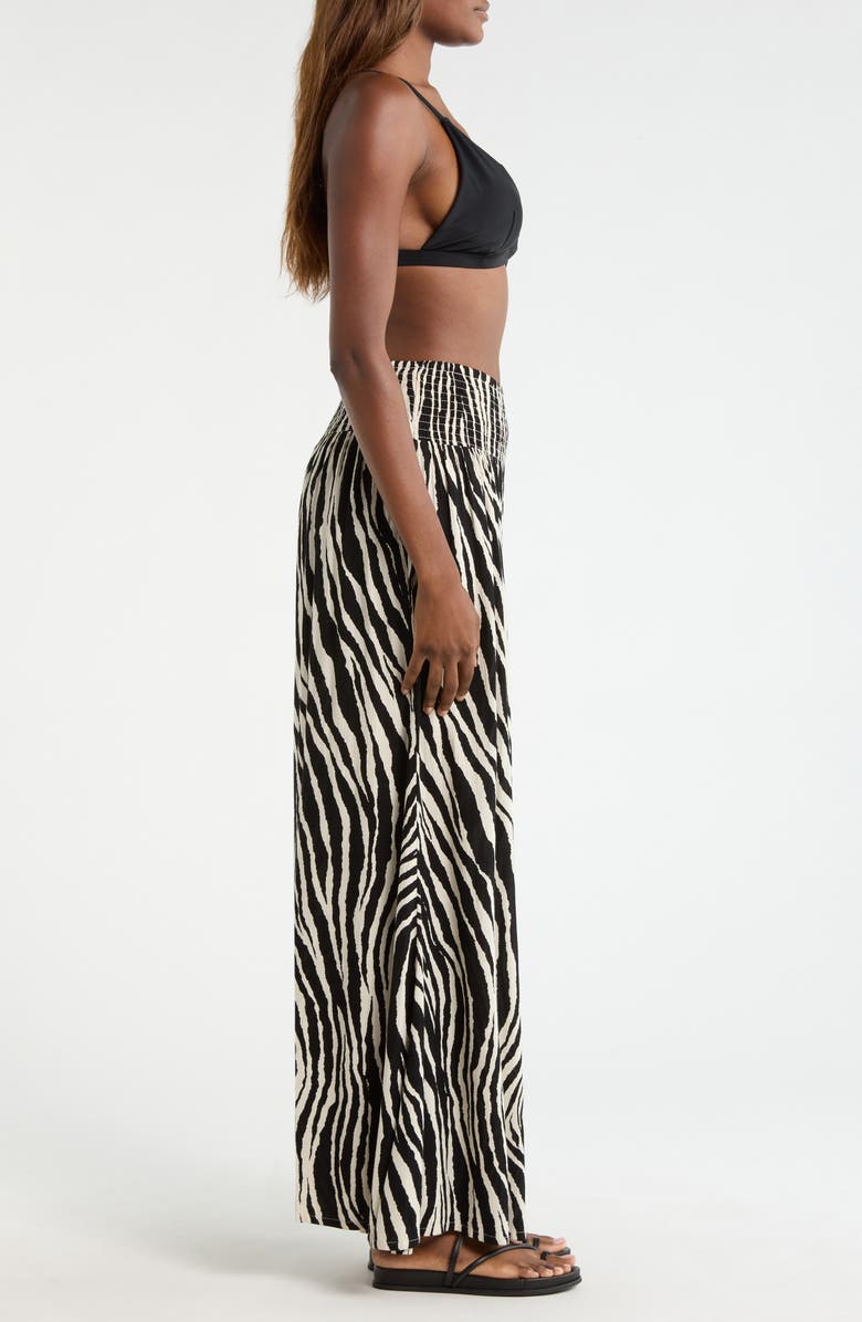 Elan Print Cover-Up Palazzo Pants, Alternate, color, Black Zebra