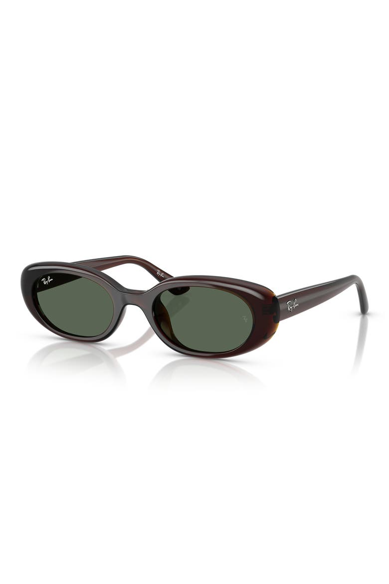 53mm Pillow Oval Sunglasses, Alternate, color, TRANSPARENT BROWN / DARK GREEN