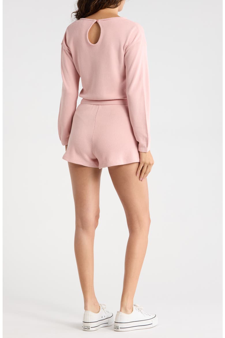 Long Sleeve Ribbed Romper, Alternate, color, SILVER PINK