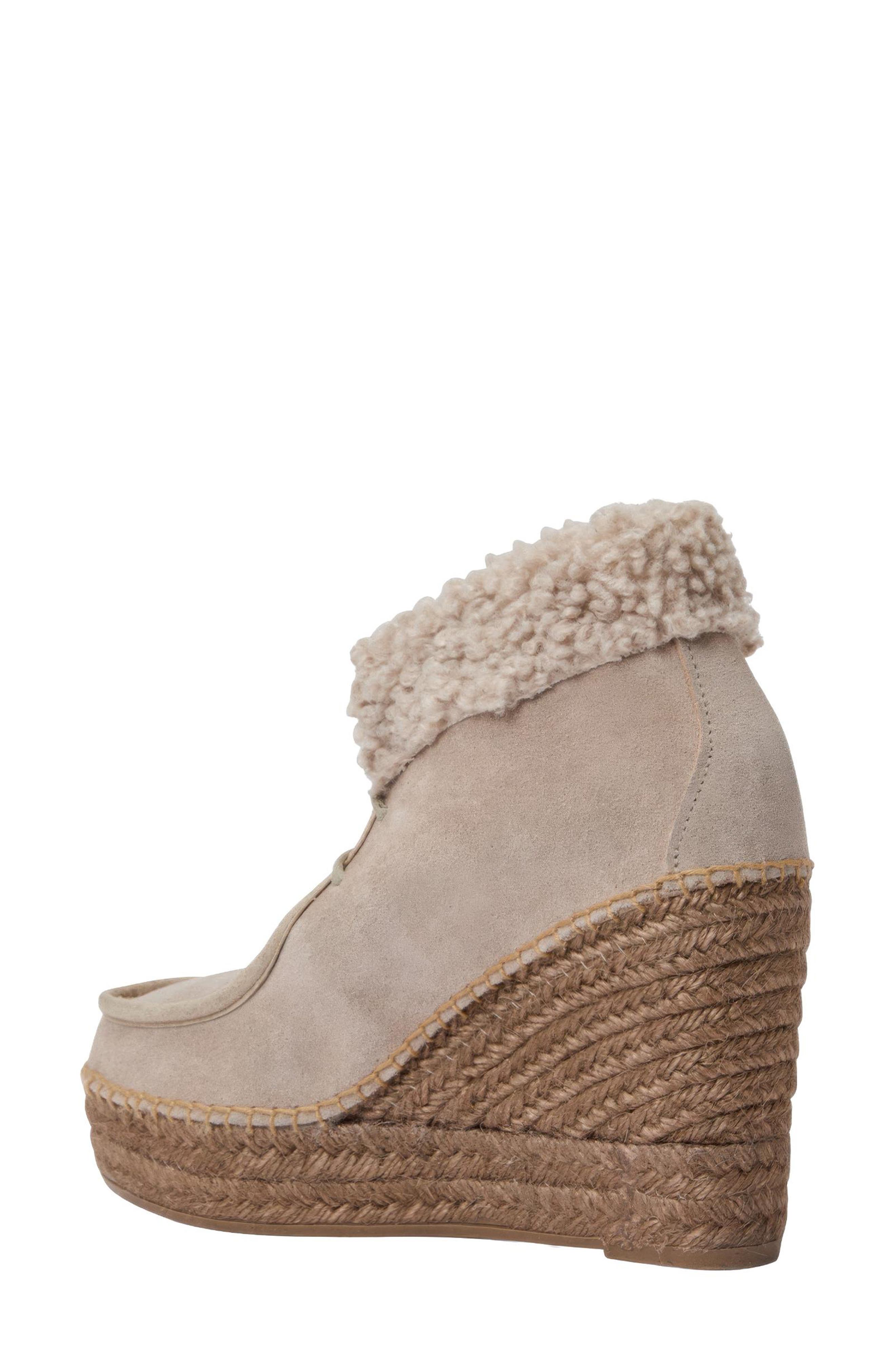 Genuine Shearling & Suede Wedge Bootie, Alternate, color, TAUPE SUEDE