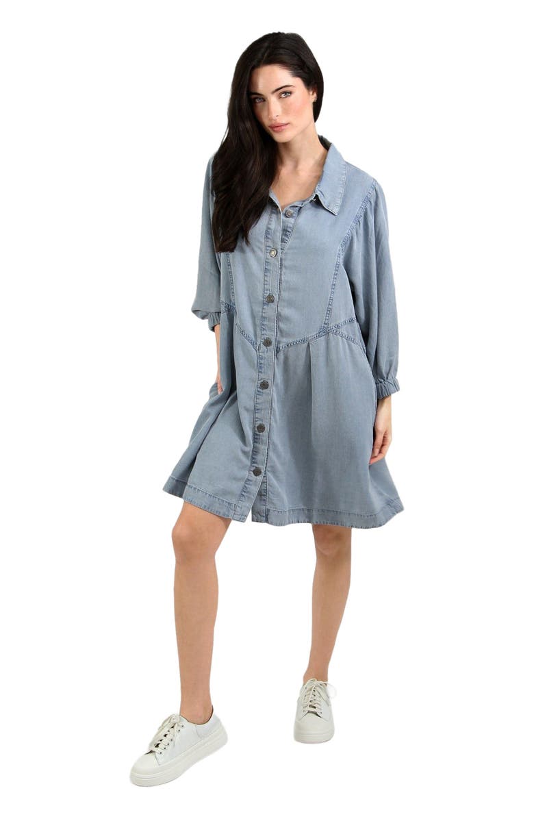 Belle & Bloom Supercut Denim Dress, Main, color, Mid Denim