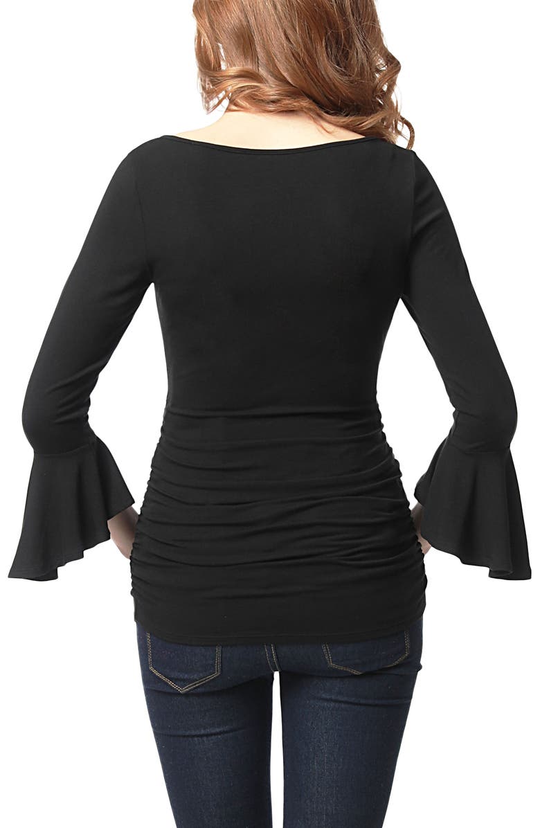 Kimi & Kai Andrea Maternity Ruched Top, Alternate, color, Black