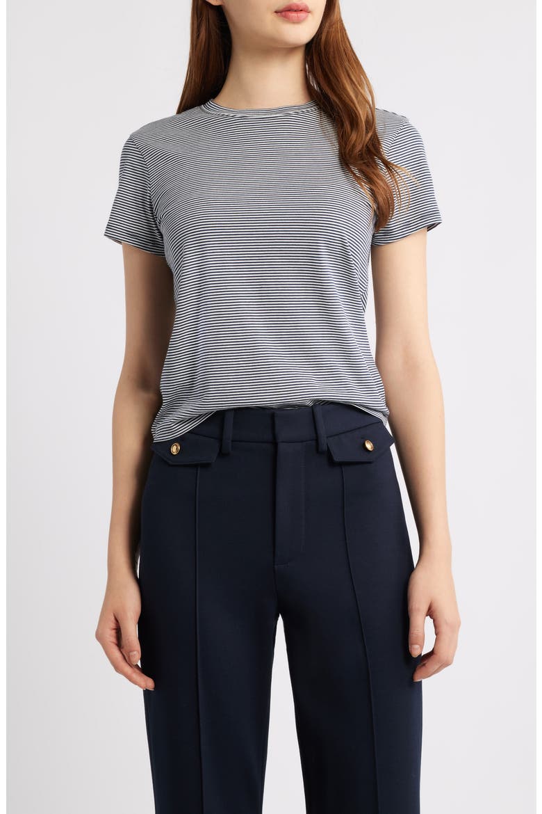 The Stripe Cotton Baby Tee, Main, color, NAVY MULTI