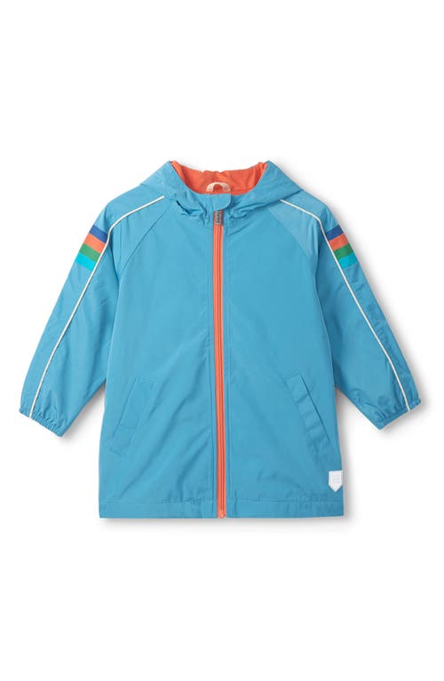 Hatley Kids' Niagra Blue Hooded Raincoat In Metallic