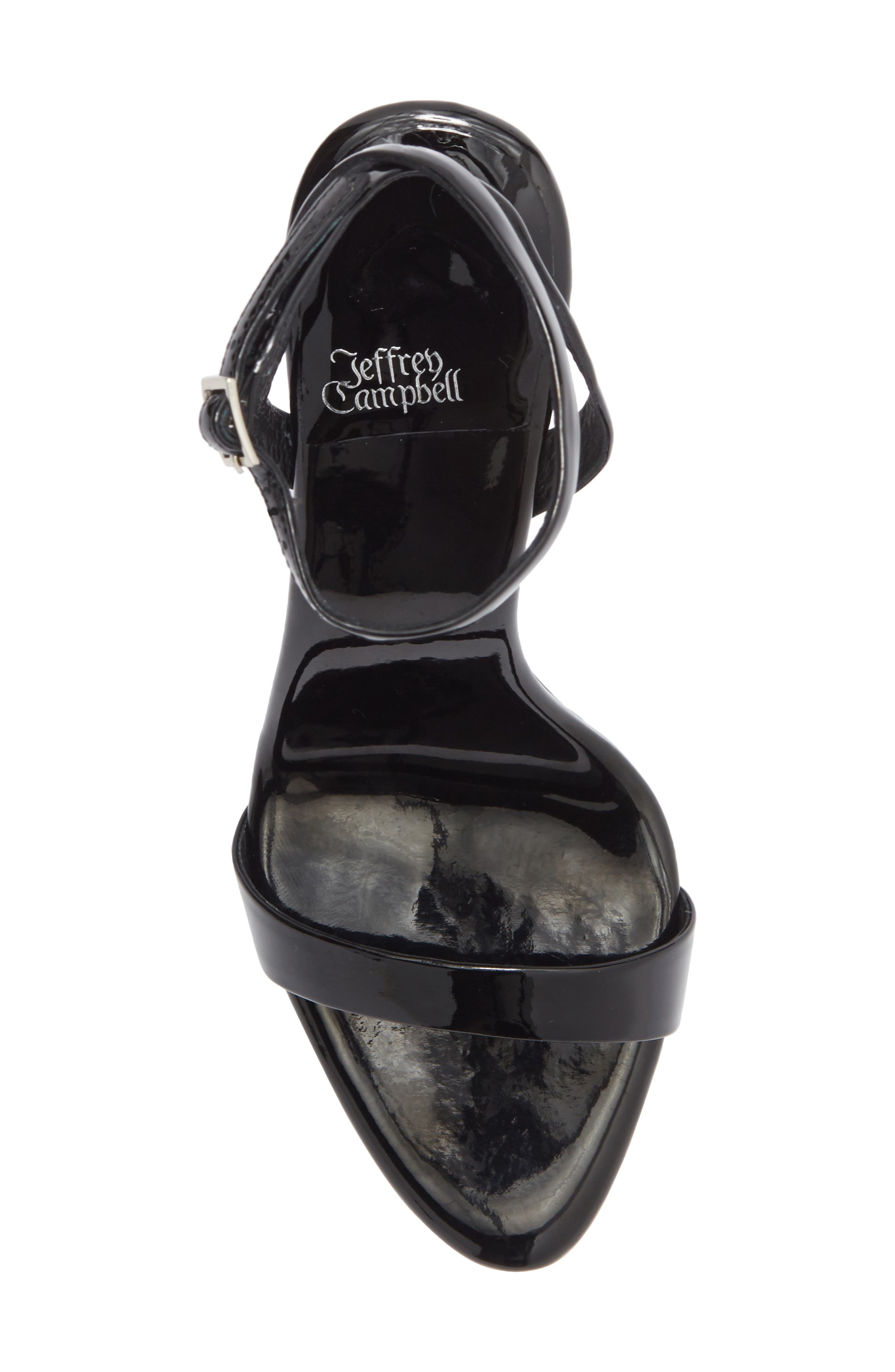 Jeffrey Campbell Blossmz Ankle Strap Satin Sandal, Alternate, color, Black Patent