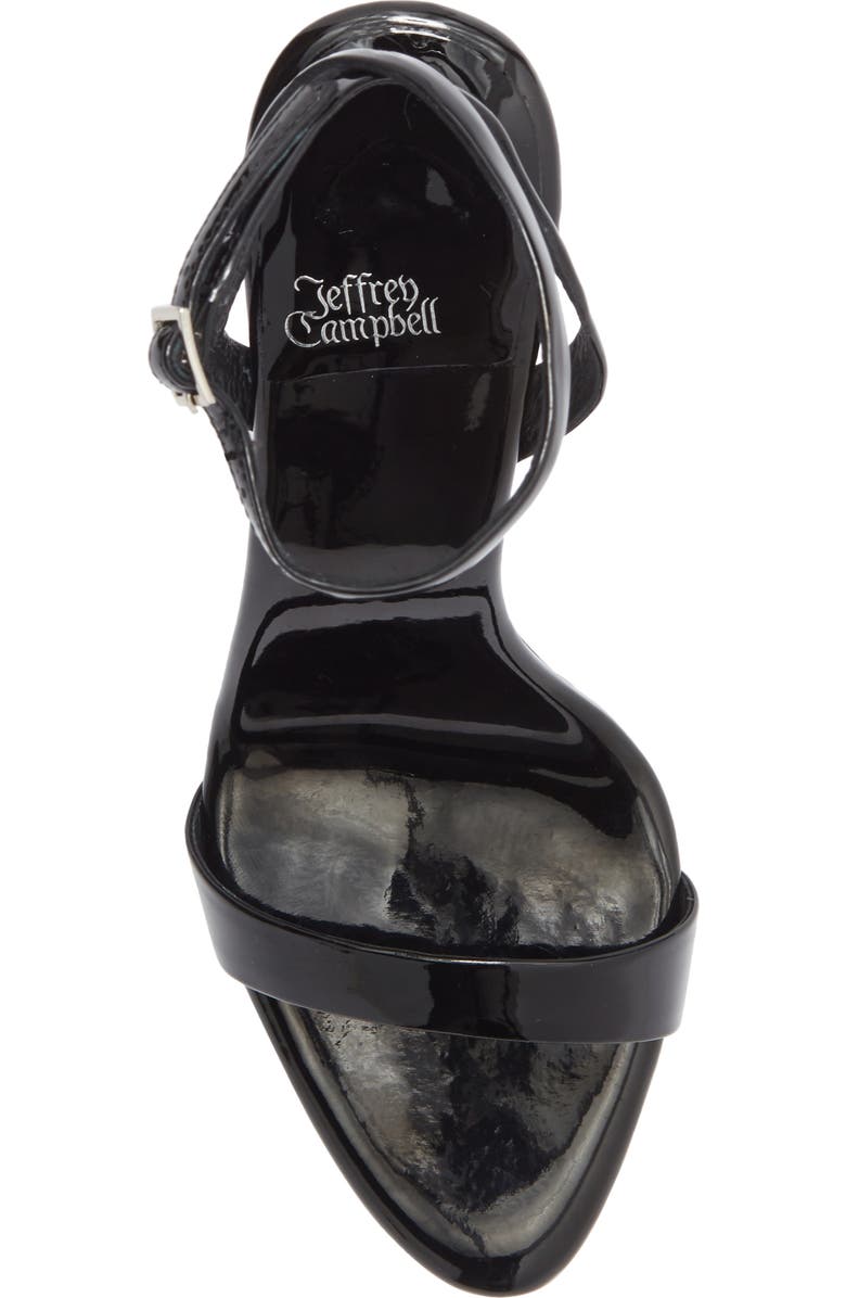 Jeffrey Campbell Blossmz Ankle Strap Satin Sandal, Alternate, color, Black Patent