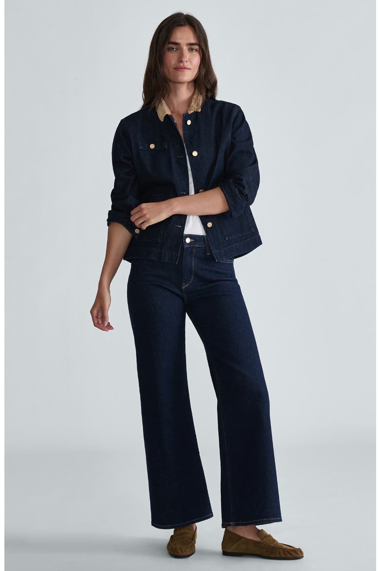 Betsy Corduroy Collar Boxy Denim Jacket, Alternate, color, RINSE GOLD PREMIUM