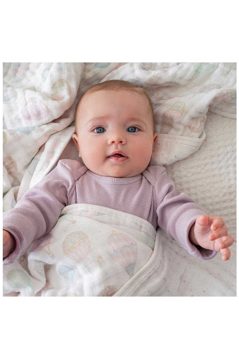 Dream Organic Cotton Muslin Blanket, Alternate, color, ABOVE THE CLOUDS PINK