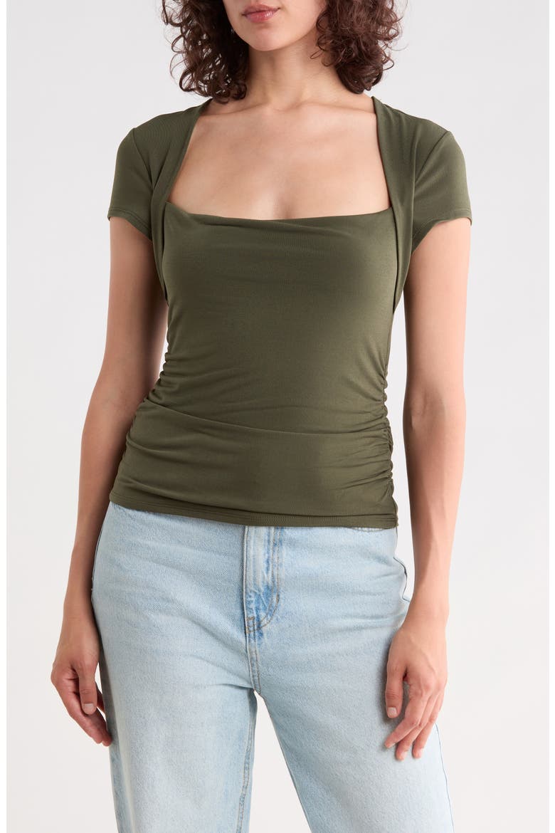 Layered Ruched Top, Main, color, OLIVE