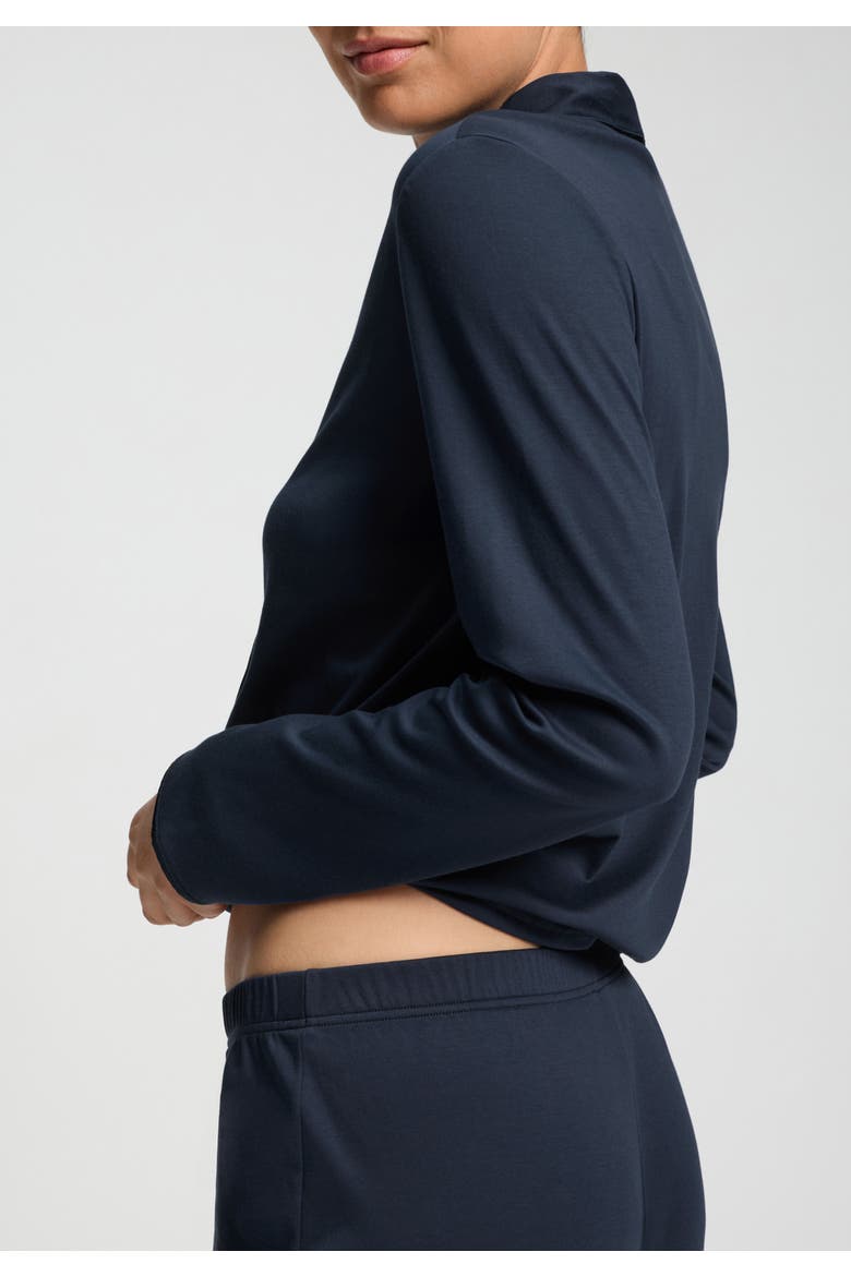 Cotton Silk Button Front Cotton Pajama Set, Alternate, color, Deep Navy