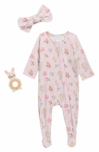 Botanical Floral Footie, Headband & Teether Set