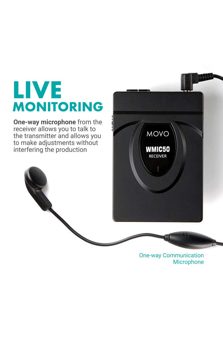 MOVO WMIC50 2.4GHz Wireless Lavalier Microphone System for Cameras, Alternate, color, Black