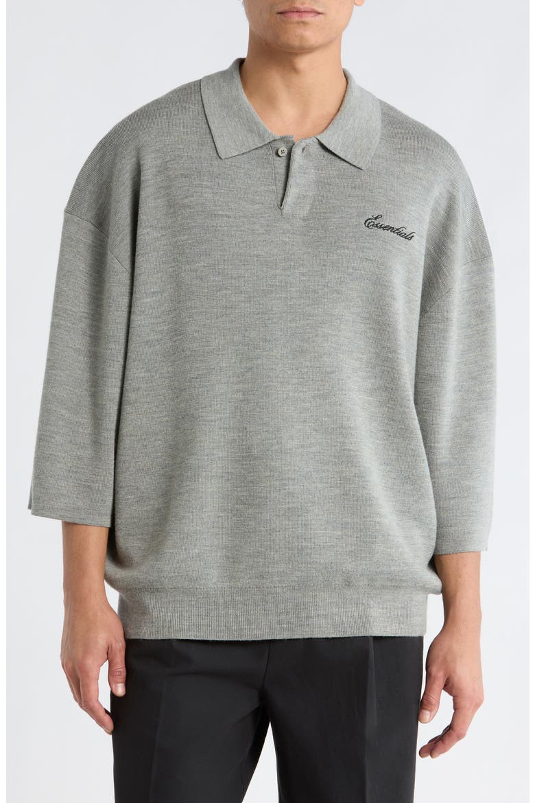 Signature Wool Polo Sweater, Main, color, CONCRETE HEATHER