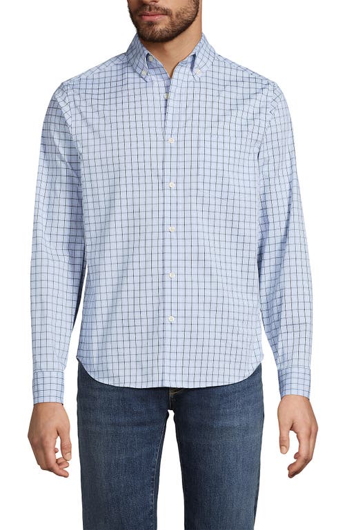 Lands' End Traditional Fit Long Sleeve Travel Kit Shirt In Blue