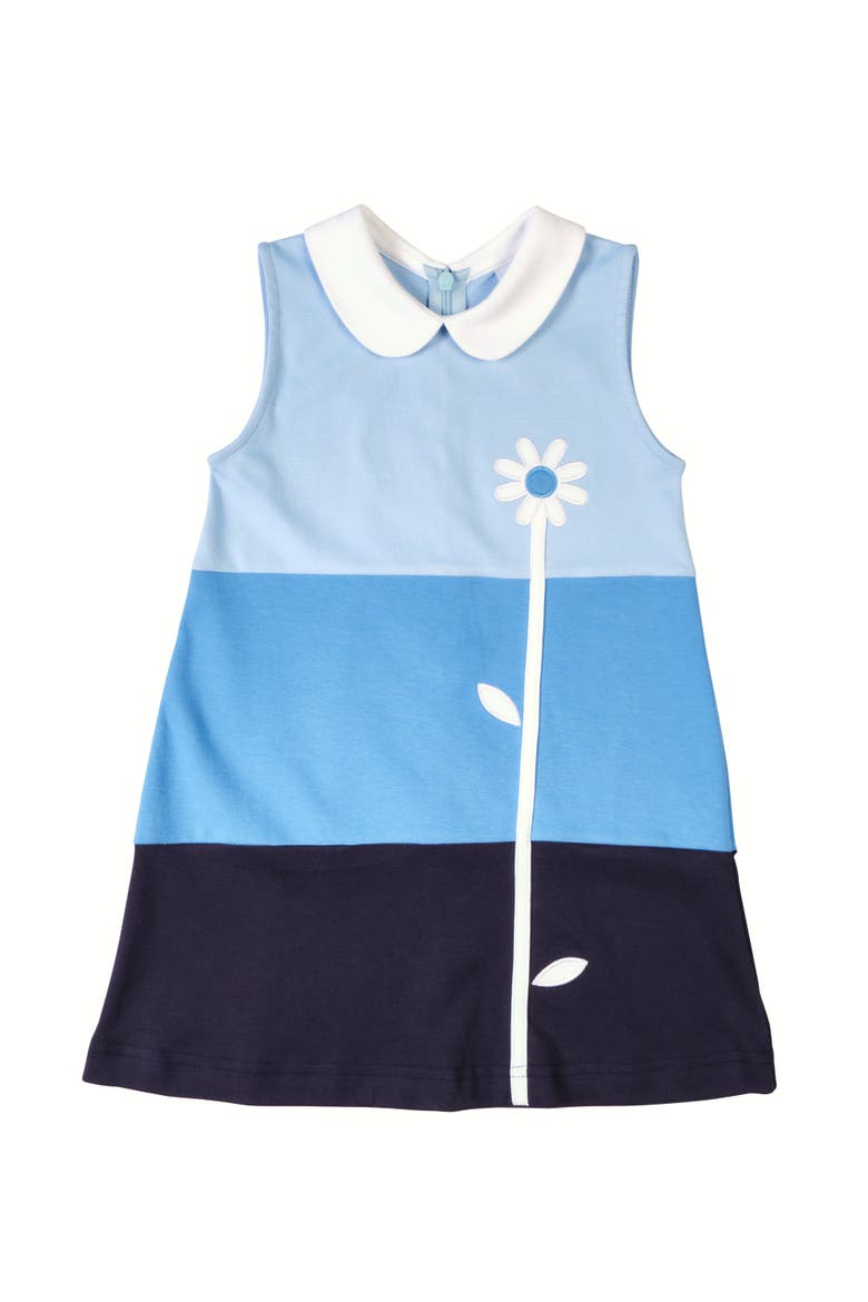 Colorblock Knit Dress With Flower, Main, color, Blue