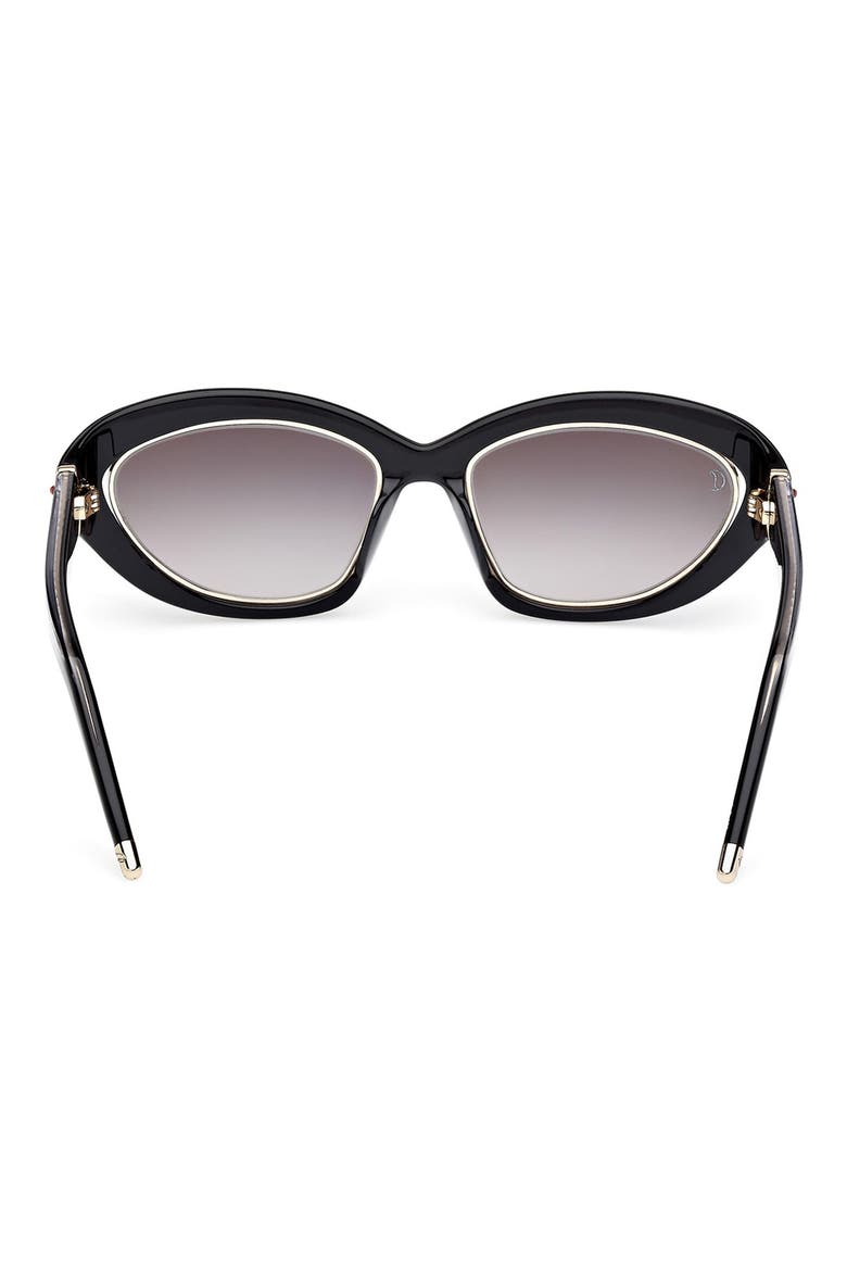 So Kate 55mm Gradient Cat Eye Sunglasses, Alternate, color, SHINY BLACK FRONT / ZEISS SMOKE GRADIENT LENS