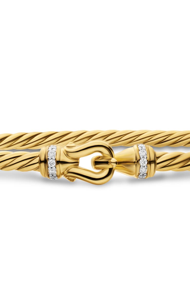 David Yurman Micro Cablespira<sup>®</sup> Flex Buckle Bracelet in 18K Yellow Gold with Diamonds, 2.6mm, Alternate, color, Gold