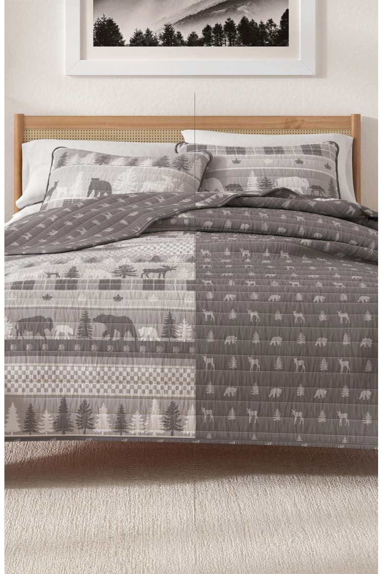 Patchwork 3-Piece Quilt Set, Alternate, color, RUSTIC LANDSCAPE GREY