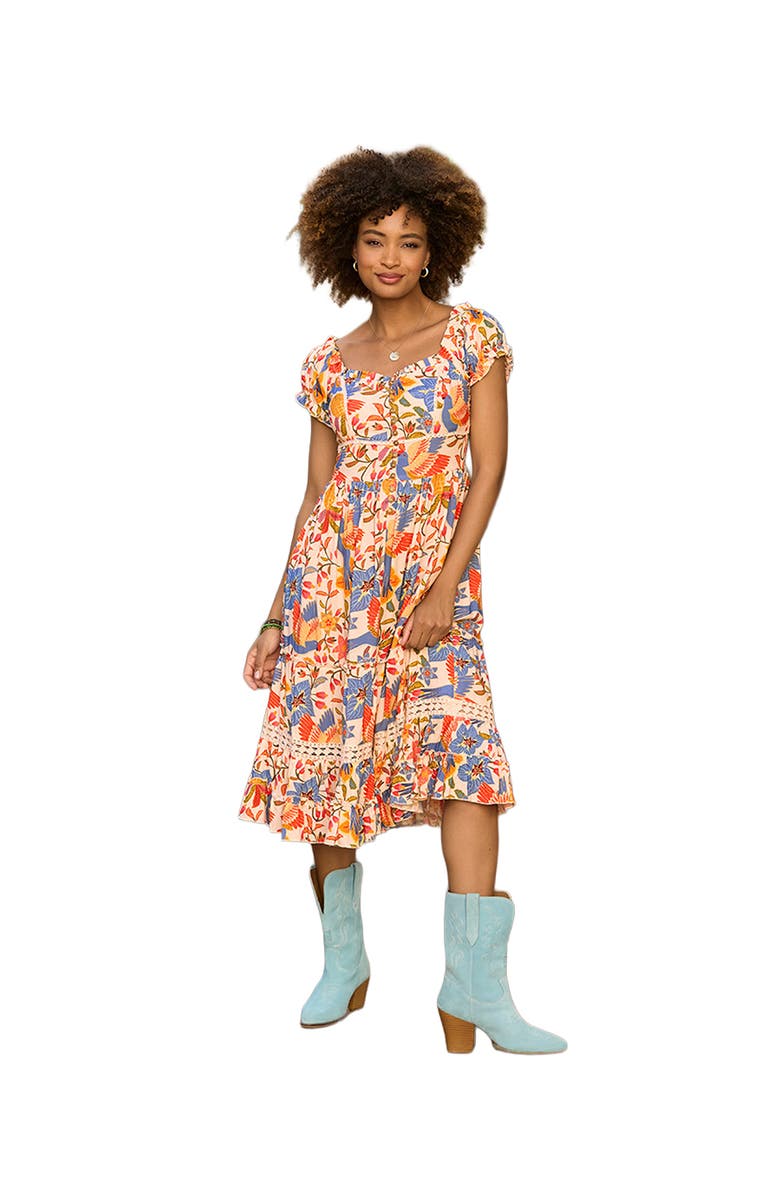 Joe Browns Sweetheart Midi Dress, Main, color, Peach Abstract Floral