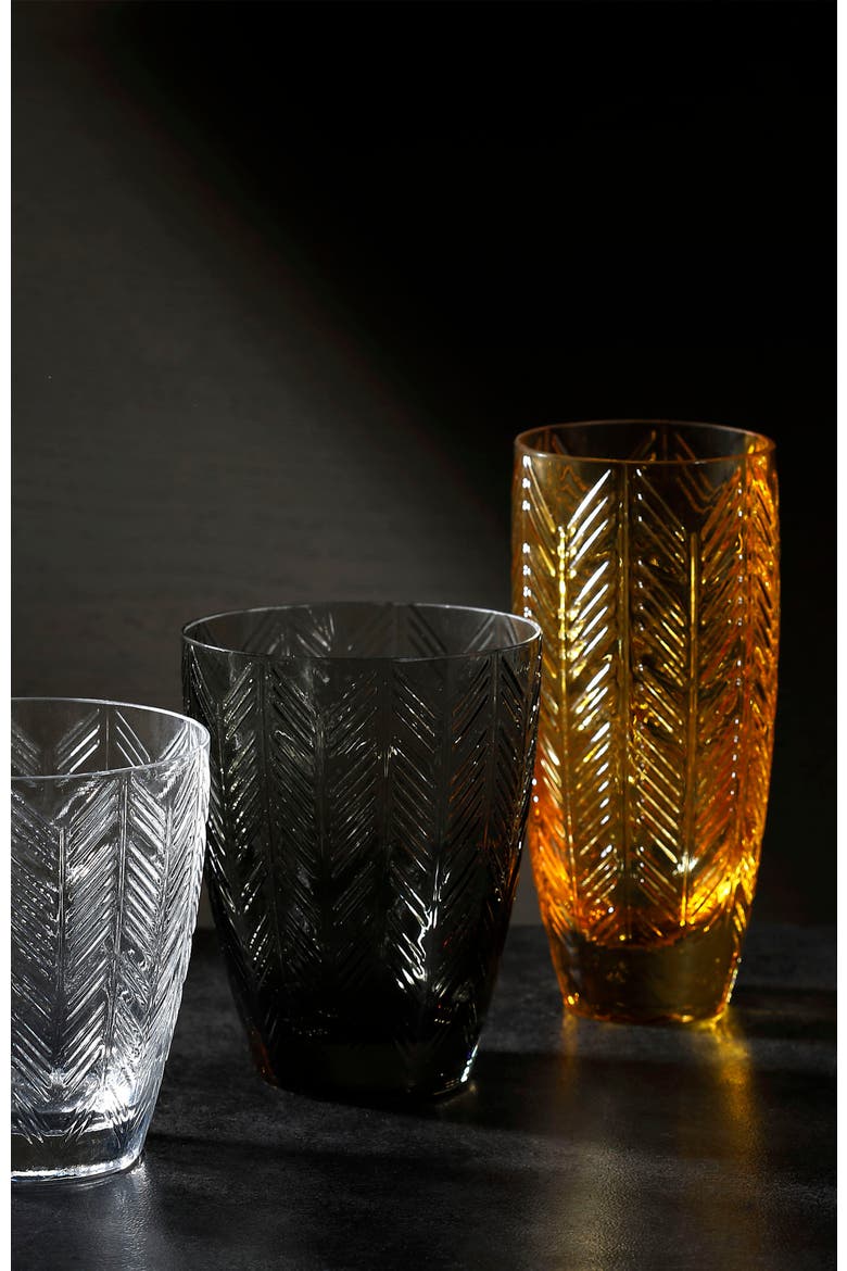 Champagne Glasses ZIG ZAG Set of 6  Amber 11 oz, diam. 2.5", H 5.5", Alternate, color, Amber